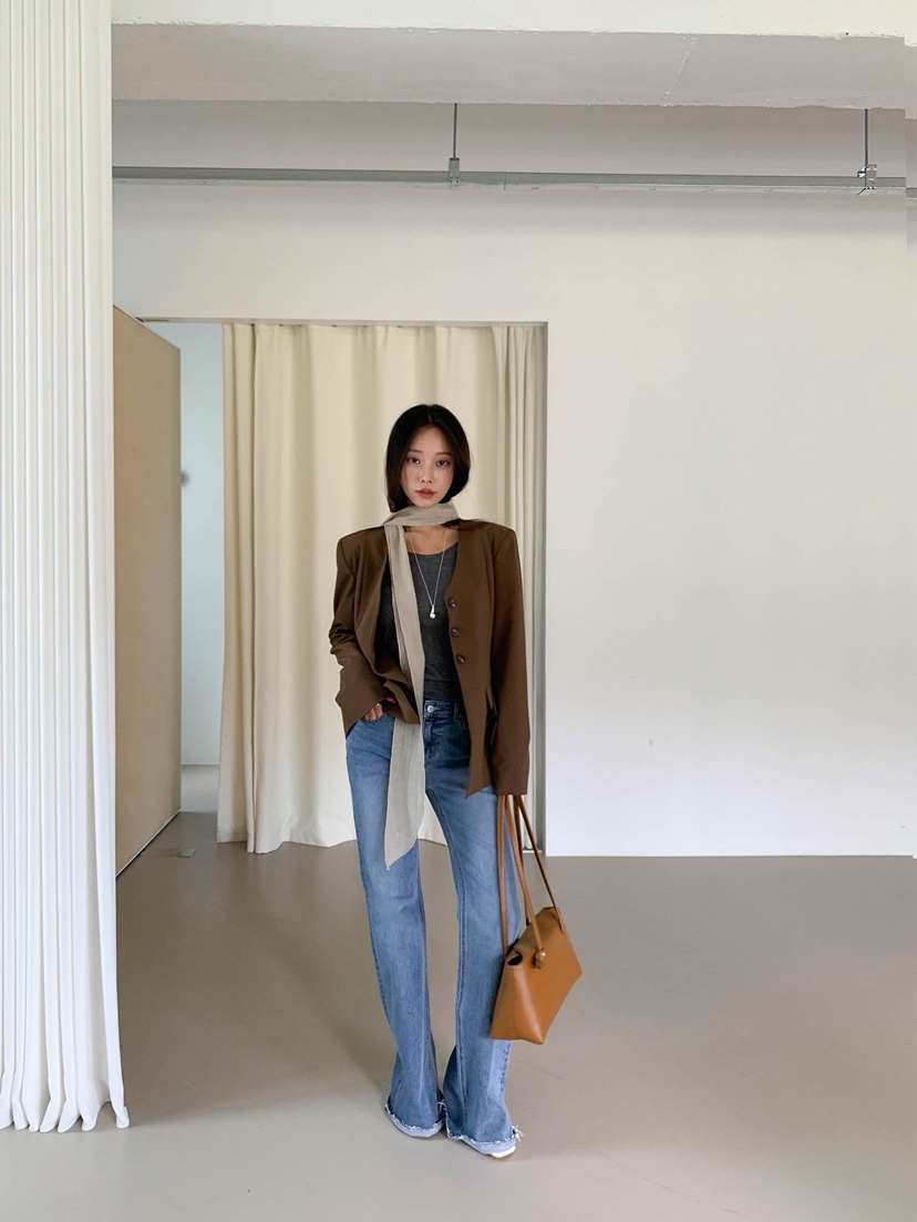 VELEN東大門直郵女士新品休閑推薦真品時尚牛仔褲高腰喇叭VELEN牛仔褲