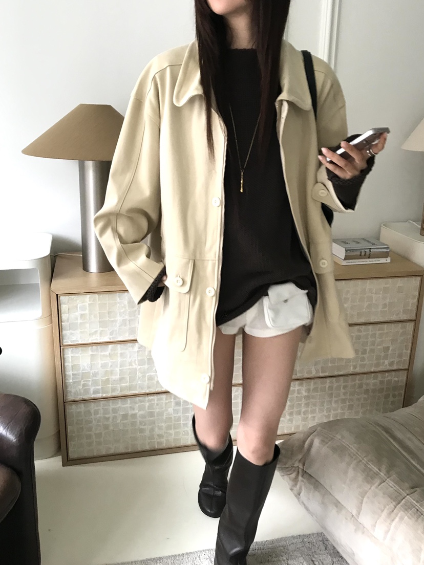 2S1 STUDIO東大門實拍女士新款推薦人氣休閑夾克絨面革口袋2S1 STUDIO夾克