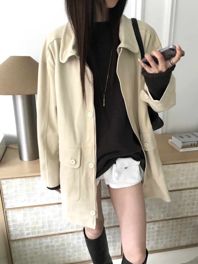 2S1 STUDIO東大門實拍女士新款推薦人氣休閑夾克絨面革口袋2S1 STUDIO夾克