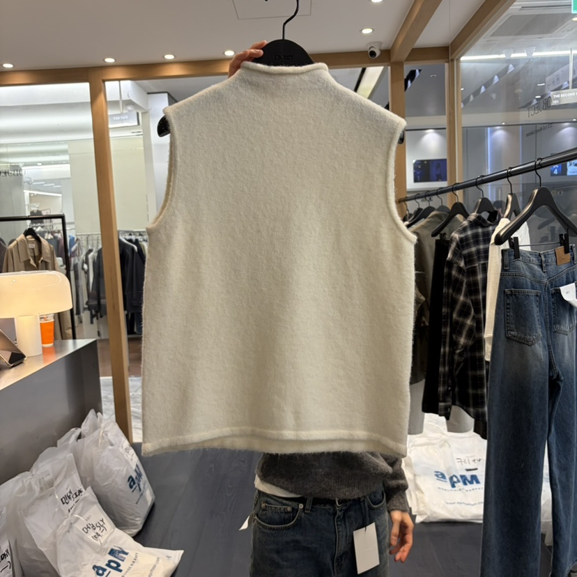 OBJECT東大門代購女士新品真品時尚人氣休閑馬甲羊駝毛半領OBJECT馬甲圖色1