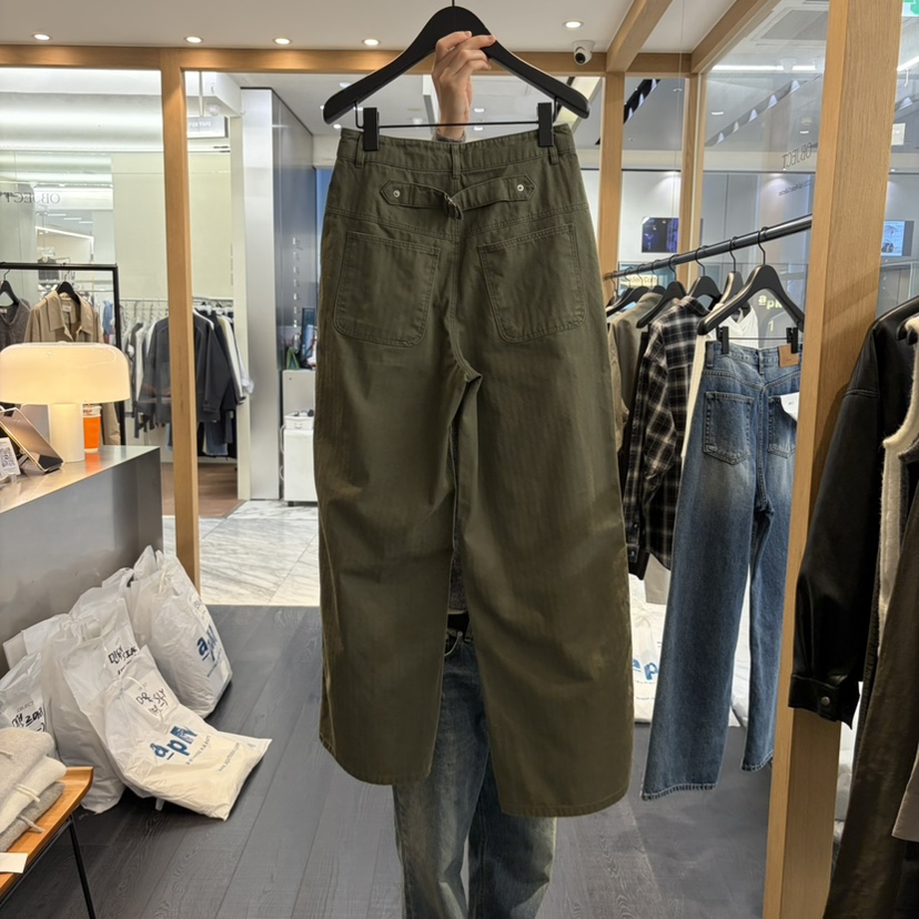 OBJECT韓國直郵女裝新品時尚人氣推薦熱賣休閑休閑褲人字紋OBJECT休閑褲