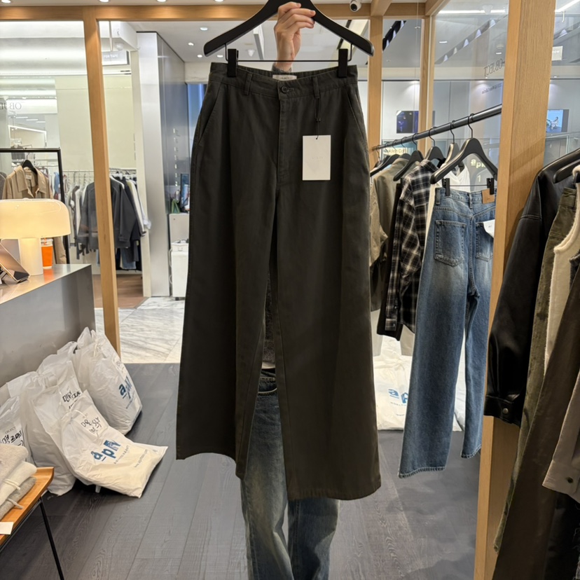 OBJECT韓國直郵女裝新品時尚人氣推薦熱賣休閑休閑褲人字紋OBJECT休閑褲圖色2墨