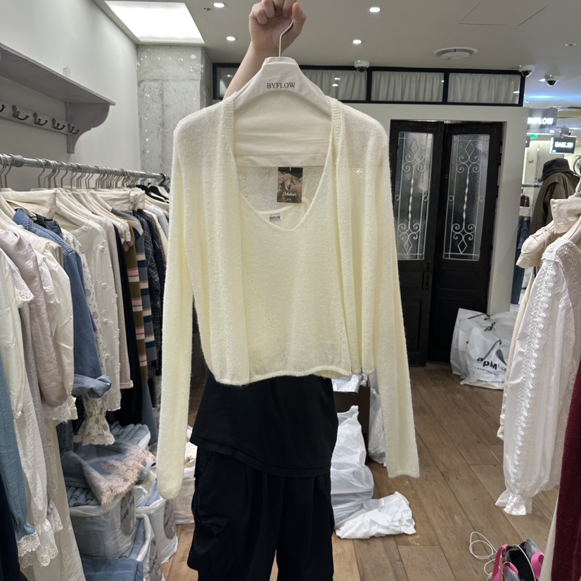 BY FLOW東大門代購女士新品真品休閑推薦套裝馬海毛無袖BY FLOW套裝圖色1