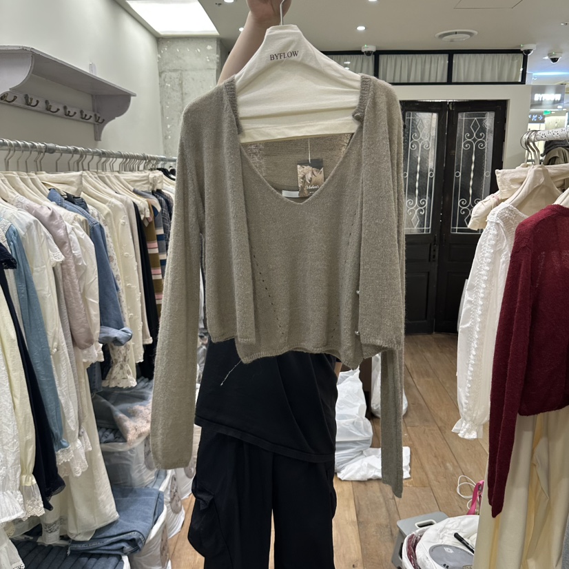 BY FLOW東大門代購女士新品真品休閑推薦套裝馬海毛無袖BY FLOW套裝圖色3