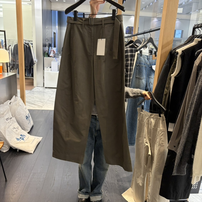 OBJECT韓國直郵女裝新品推薦熱賣時尚真品休閑休閑褲腰帶OBJECT休閑褲圖色2卡其