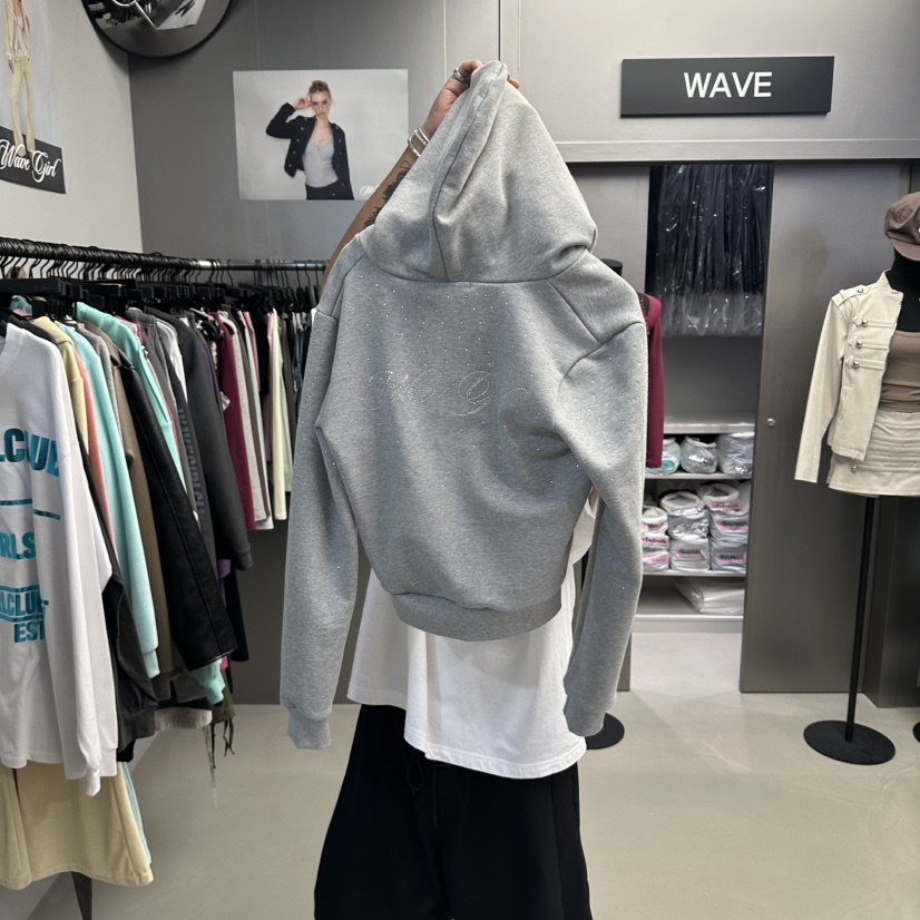 WAVE東大門實拍女裝新款熱賣真品推薦時尚衛衣拉鏈連帽衫WAVE衛衣