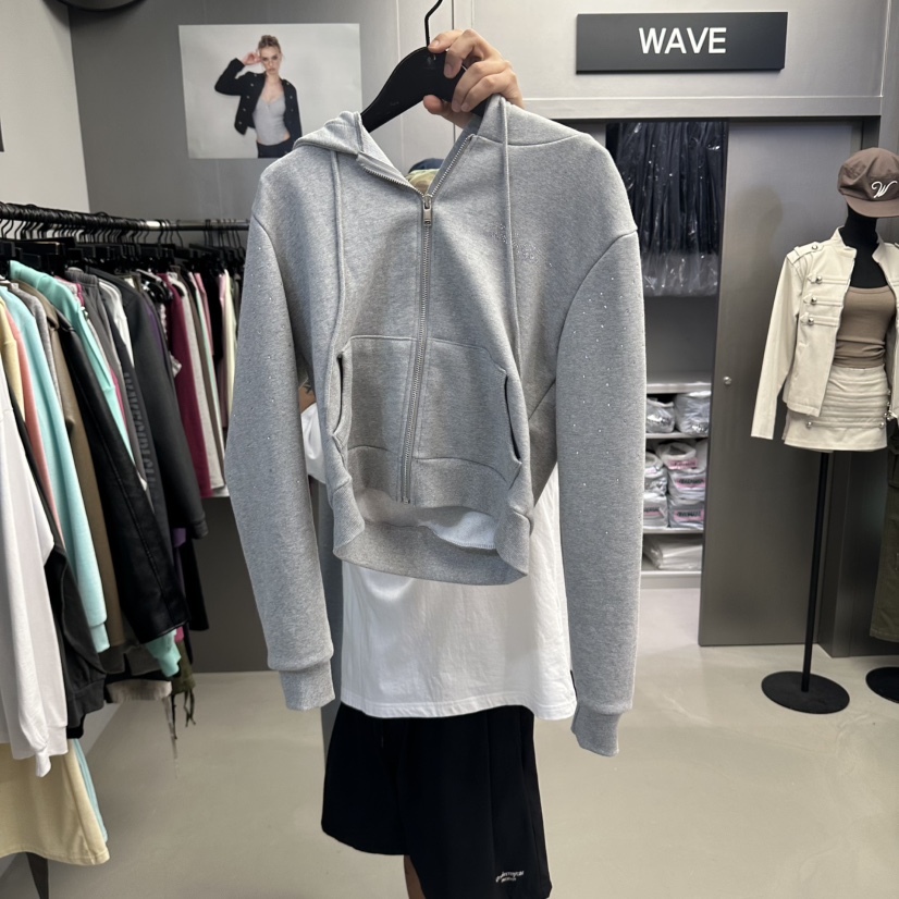 WAVE東大門實拍女裝新款熱賣真品推薦時尚衛衣拉鏈連帽衫WAVE衛衣圖色1