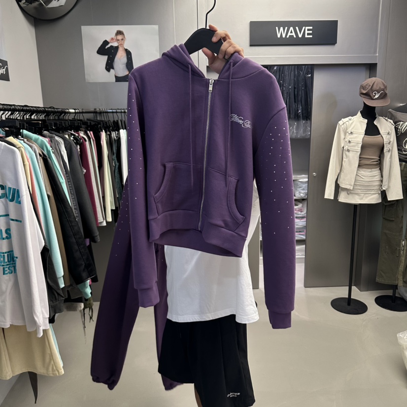 WAVE東大門實拍女裝新款熱賣真品推薦時尚衛衣拉鏈連帽衫WAVE衛衣圖色2