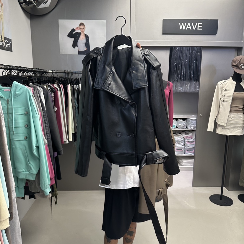WAVE韓國直郵女裝新品休閑真品時尚熱賣推薦人氣夾克皮革WAVE夾克圖色2