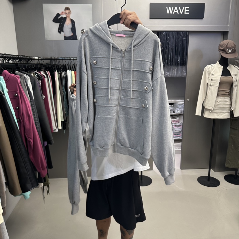 WAVE韓國直郵女裝新品時尚熱賣人氣真品推薦衛衣拉鏈連帽衫WAVE衛衣圖色2