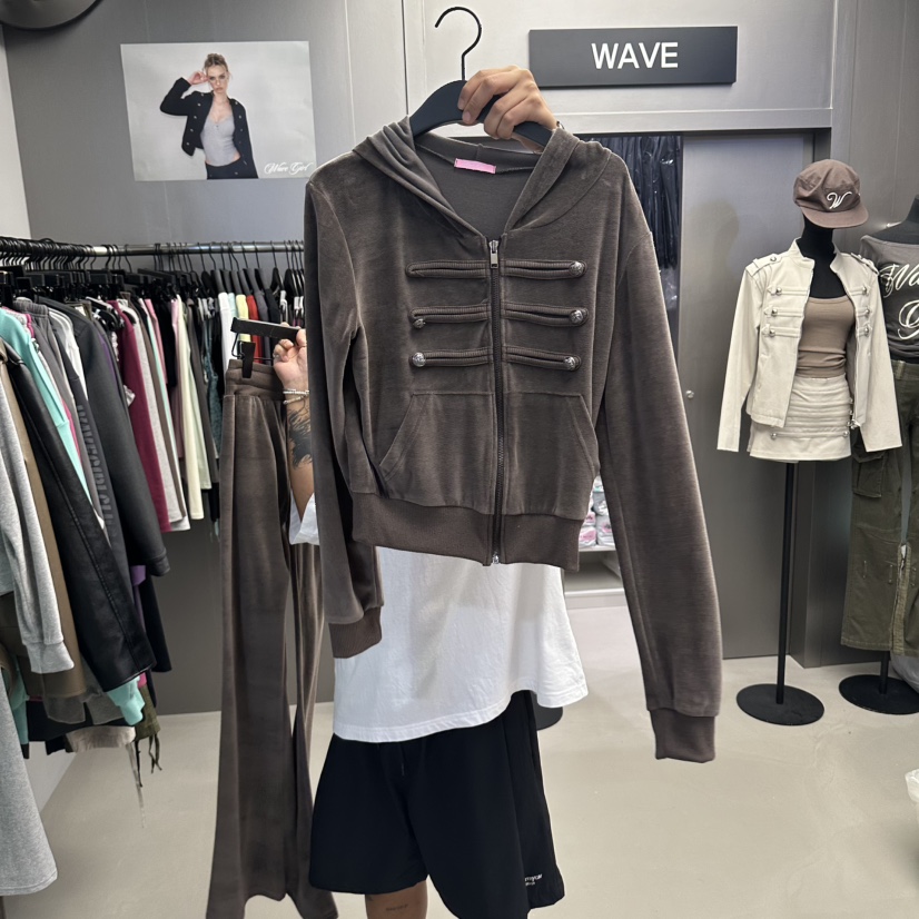 WAVE東大門代購女裝新品熱賣真品休閑人氣衛衣拉鏈連帽衫WAVE衛衣圖色4