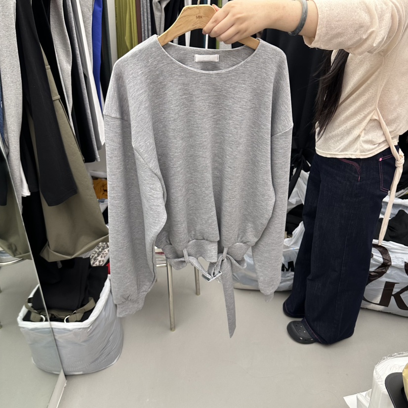 MIX韓國代購女裝新款人氣推薦熱賣休閑衛衣含腰帶褶皺運動MIX衛衣圖色1