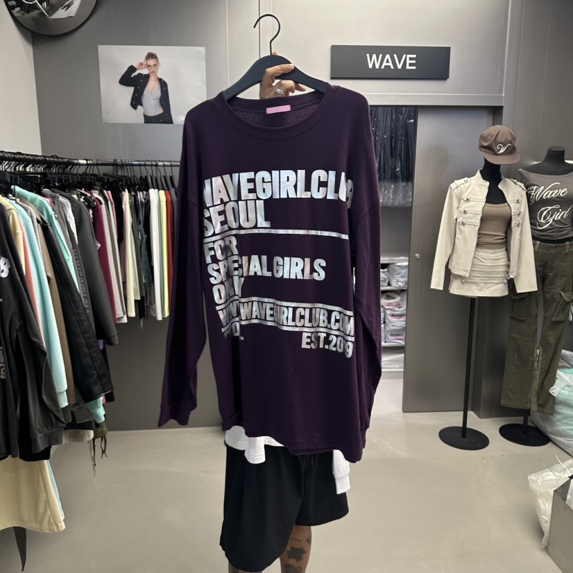 WAVE韓國代購女裝新品真品推薦人氣休閑時尚熱賣長袖T恤WAVE長袖T恤圖色2