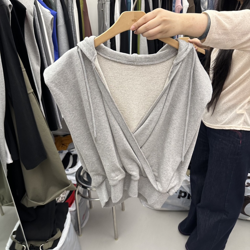 MIX東大門直郵女士新品真品推薦人氣休閑時尚吊帶背心連帽MIX吊帶/背心圖色1
