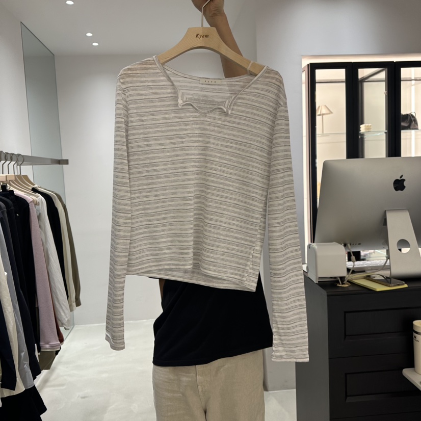 KYEM東大門代購女士新品休閑熱賣真品人氣時尚推薦長袖T恤KYEM長袖T恤圖色2灰色