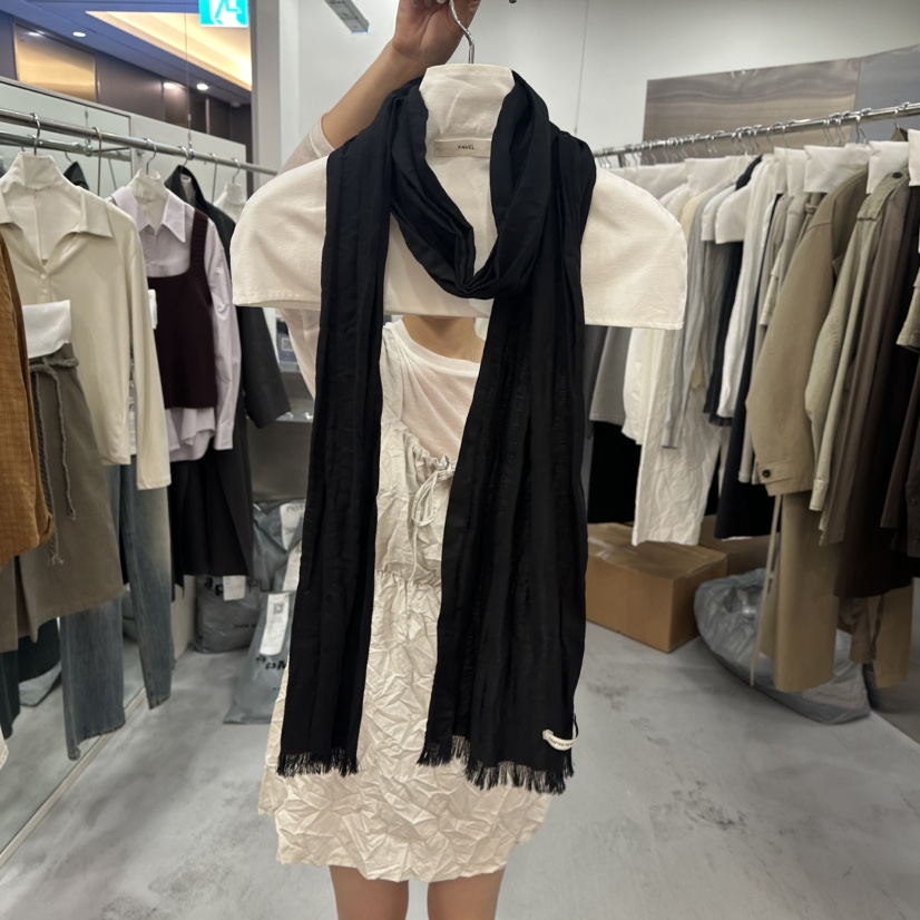 PAVEL韓國代購女士新款休閑時尚真品熱賣圍巾披肩羊毛圍巾PAVEL圍巾/披肩圖色2黑色