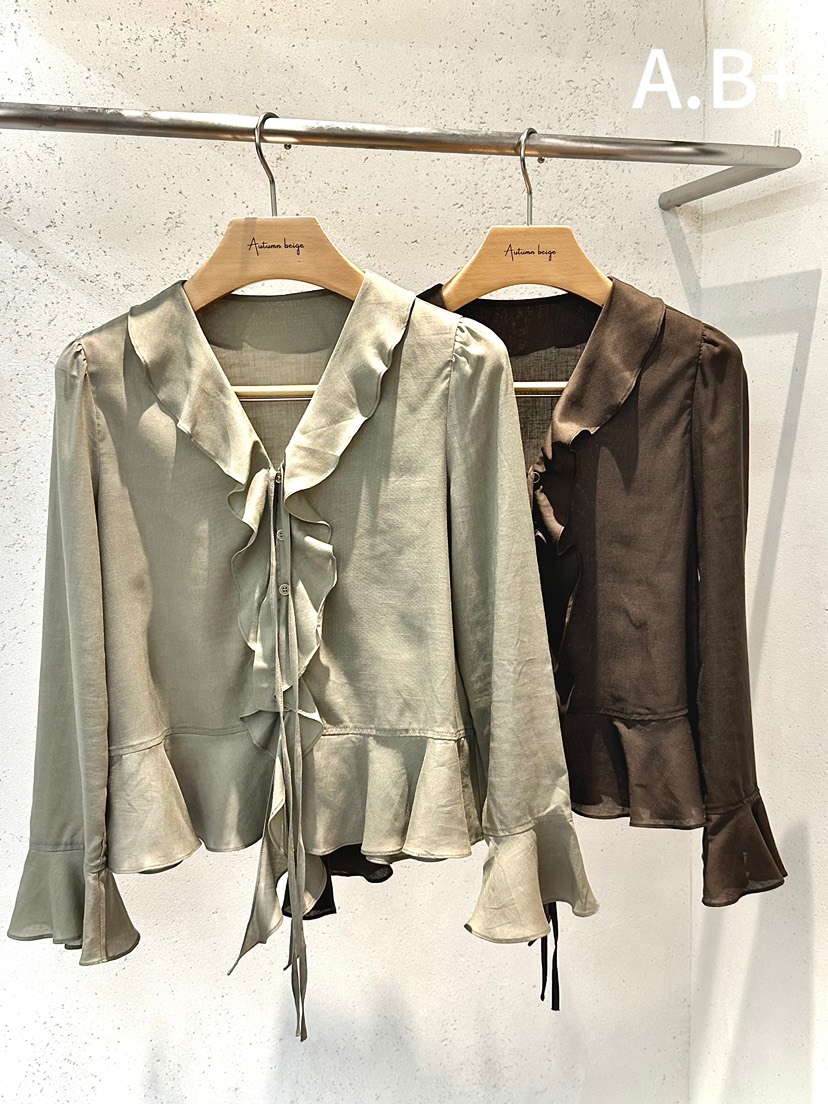 AUTUMN BEIGE東大門實拍女士新品熱賣真品推薦襯衫蕾絲衫AUTUMN BEIGE襯衫/蕾絲衫