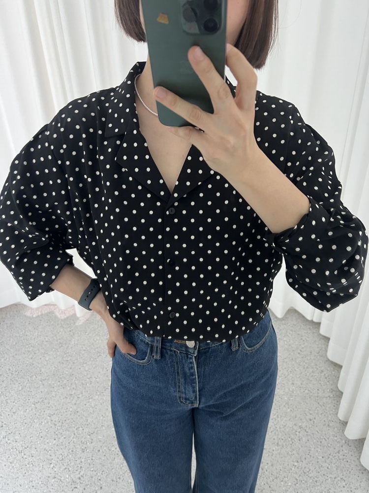 LETAILOR韓國代購女士新品休閑時尚真品襯衫蕾絲衫經典圓點LETAILOR襯衫/蕾絲衫