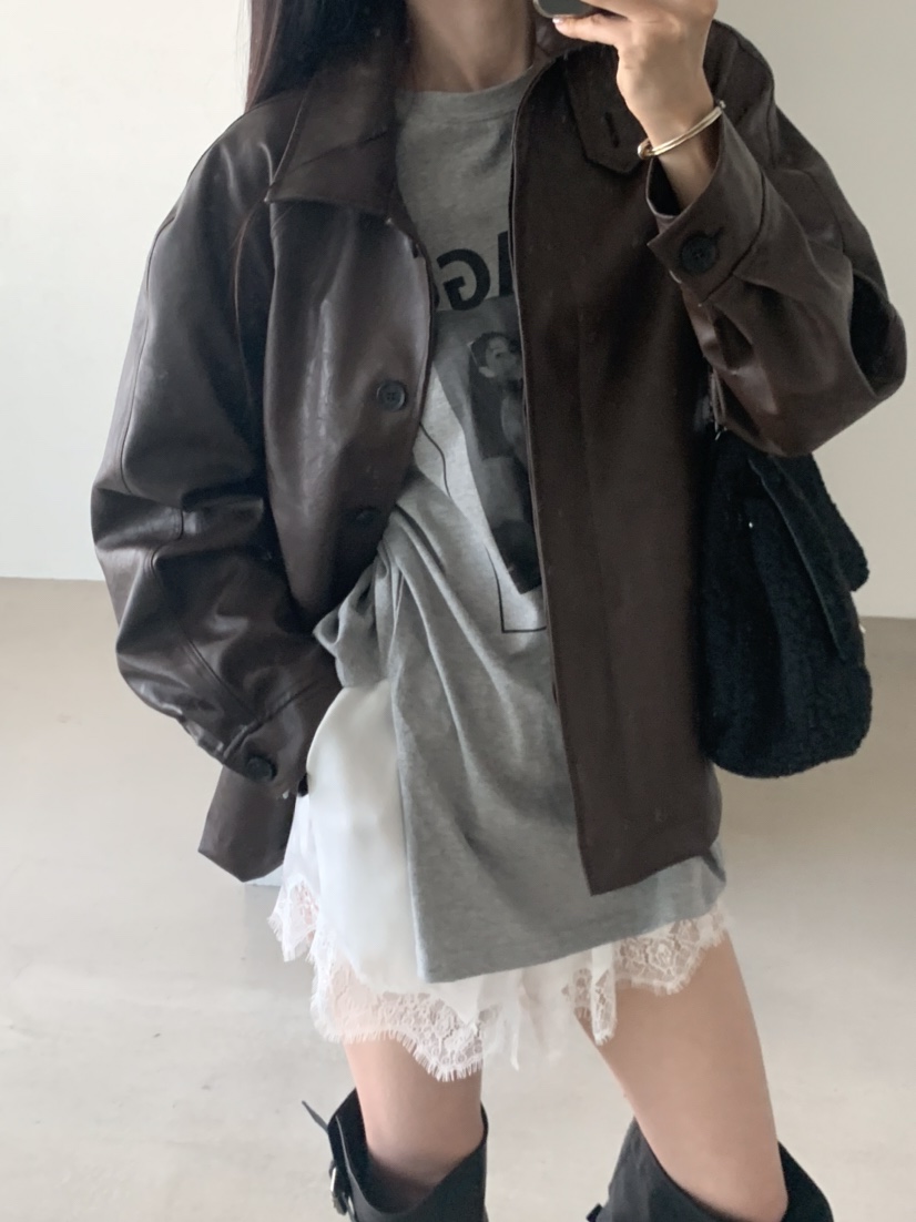 VERANDA東大門實拍女士新品推薦時尚休閑熱賣真品人氣皮衣VERANDA皮衣