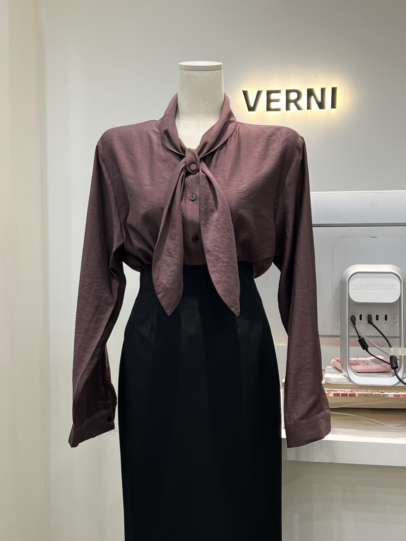 VERNI東大門代購女士新品休閑人氣推薦時尚襯衫蕾絲衫絲帶VERNI襯衫/蕾絲衫