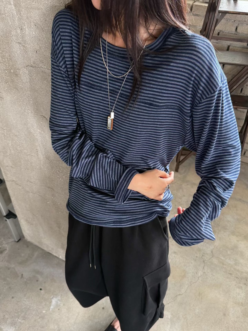 ARKIE/TAF東大門直郵女裝新款休閑推薦真品時尚長袖T恤條紋ARKIE/TAF長袖T恤
