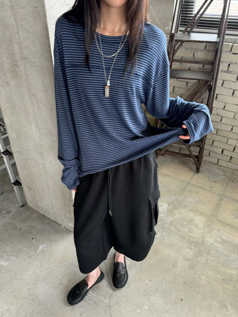ARKIE/TAF東大門直郵女裝新款休閑推薦真品時尚長袖T恤條紋ARKIE/TAF長袖T恤