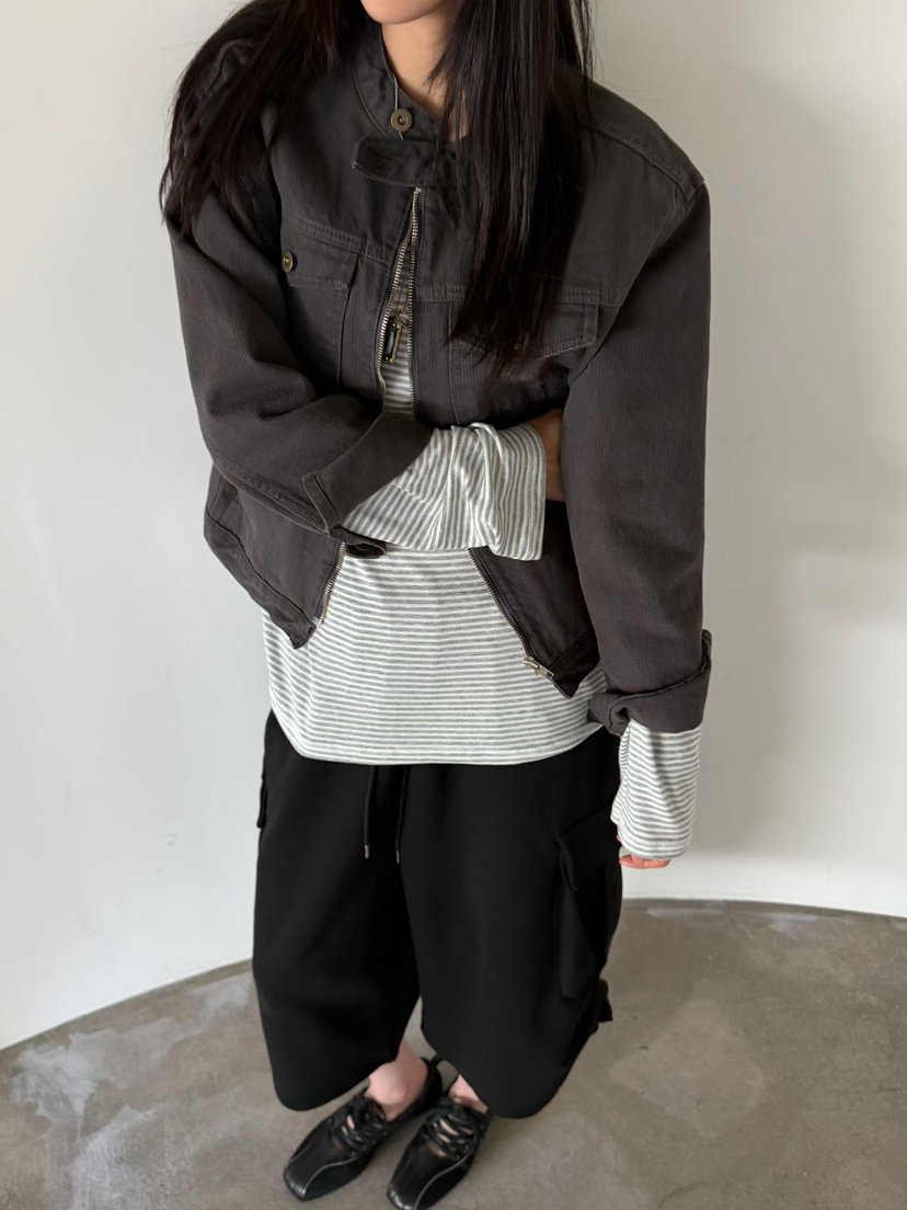 ARKIE/TAF東大門直郵女裝新款休閑推薦真品時尚長袖T恤條紋ARKIE/TAF長袖T恤