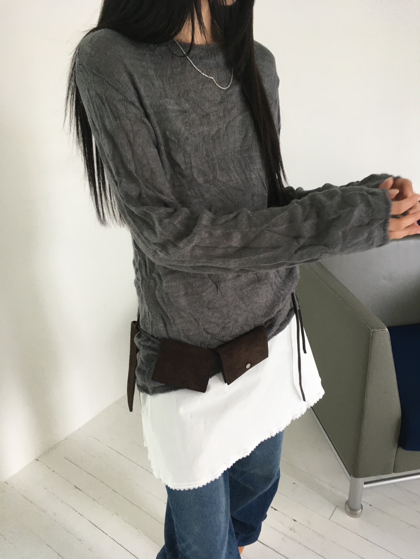 MINIMUZE韓國代購女士新品熱賣休閑推薦人氣時尚針織衫褶皺MINIMUZE針織衫