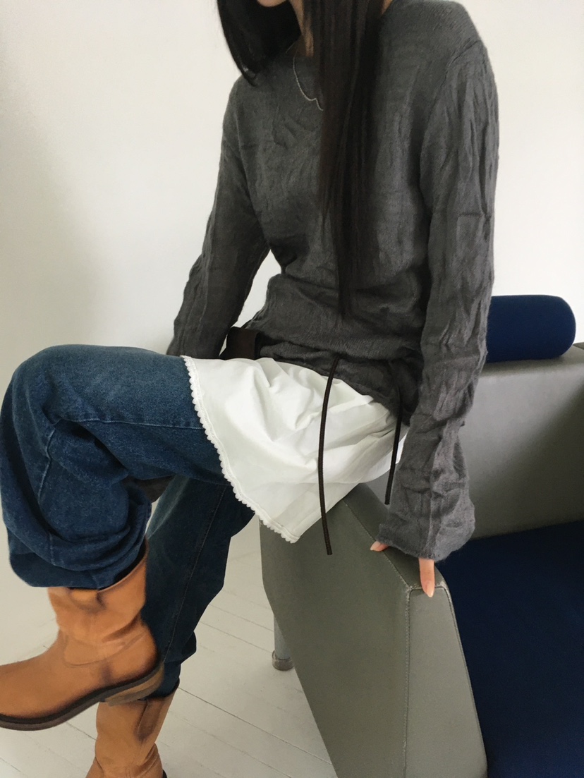 MINIMUZE韓國代購女士新品熱賣休閑推薦人氣時尚針織衫褶皺MINIMUZE針織衫