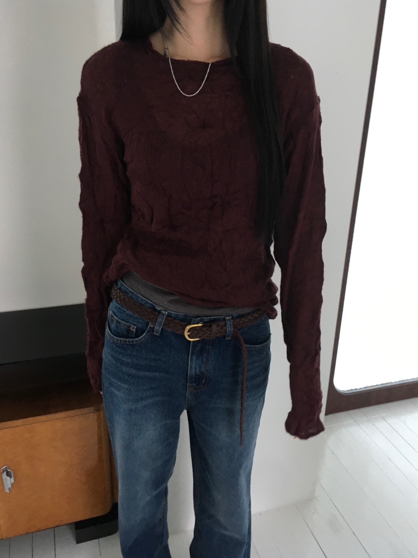 MINIMUZE韓國代購女士新品熱賣休閑推薦人氣時尚針織衫褶皺MINIMUZE針織衫