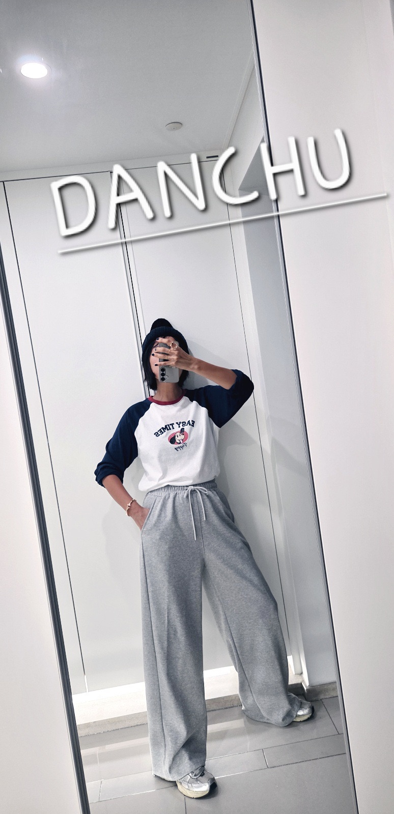 DANCHU韓國代購女士新款休閑時尚真品推薦人氣長袖T恤插肩DANCHU長袖T恤