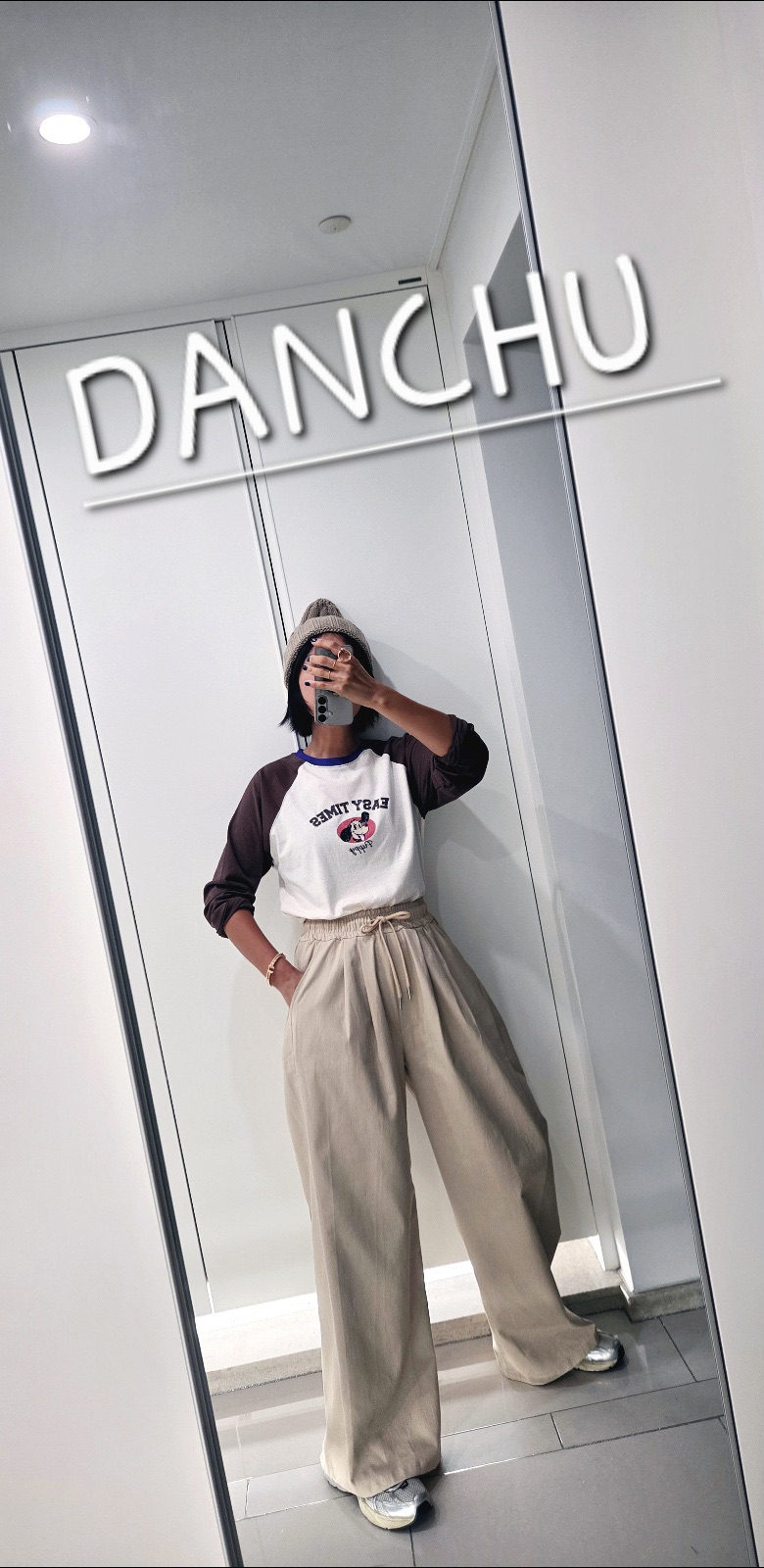 DANCHU韓國代購女士新款休閑時尚真品推薦人氣長袖T恤插肩DANCHU長袖T恤