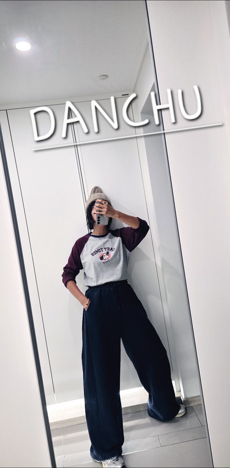 DANCHU韓國代購女士新款休閑時尚真品推薦人氣長袖T恤插肩DANCHU長袖T恤