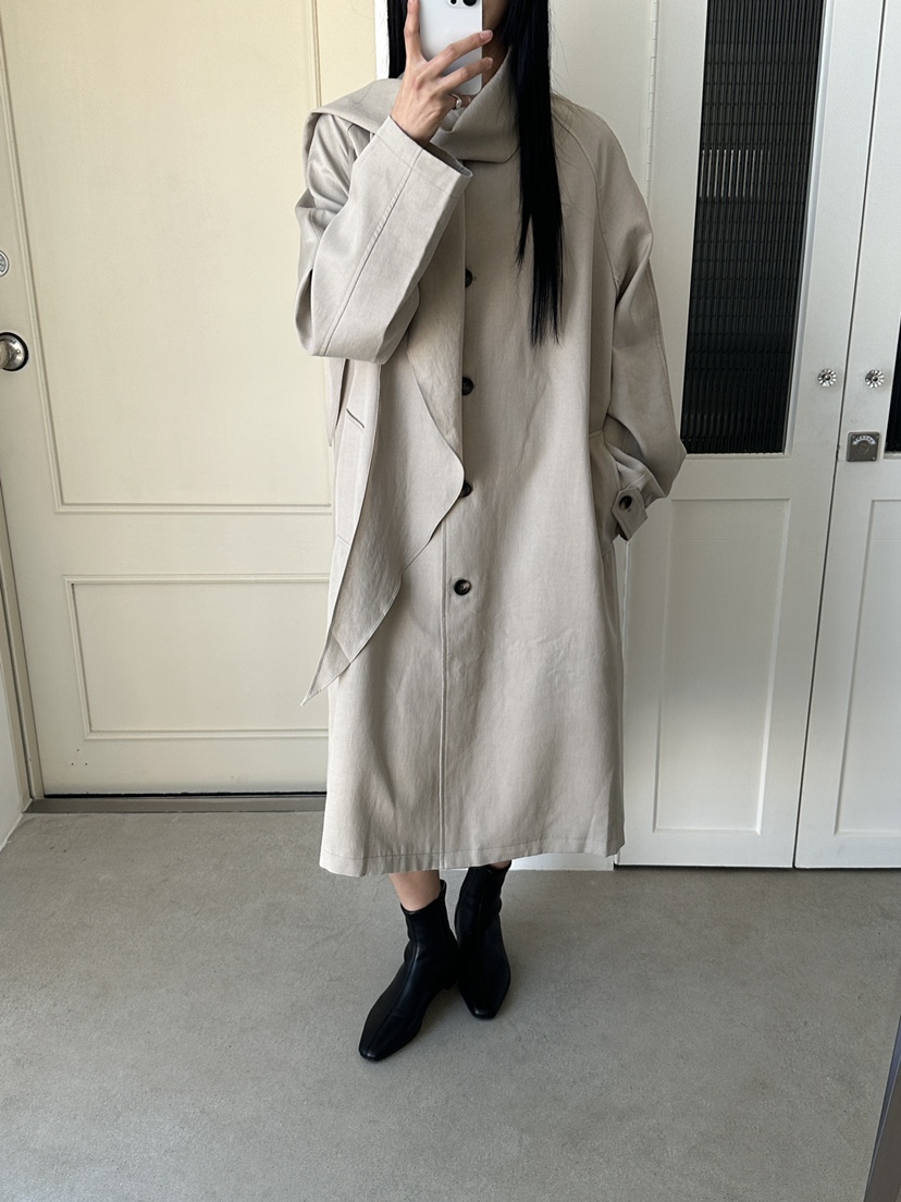 NDE韓國直郵女士新品時尚真品熱賣休閑人氣推薦長款風衣圍巾BOHEME_NDE長款風衣