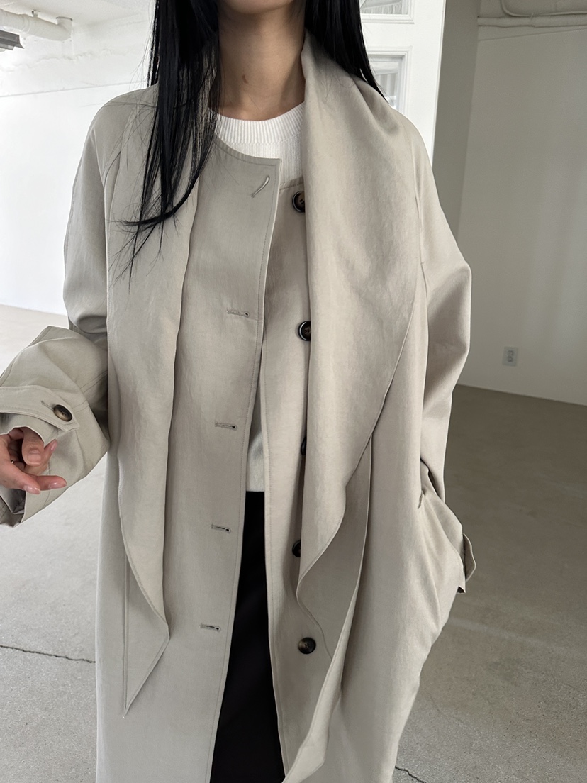 NDE韓國直郵女士新品時尚真品熱賣休閑人氣推薦長款風衣圍巾BOHEME_NDE長款風衣
