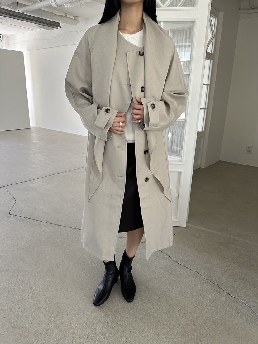 NDE韓國直郵女士新品時尚真品熱賣休閑人氣推薦長款風衣圍巾BOHEME_NDE長款風衣圖色1