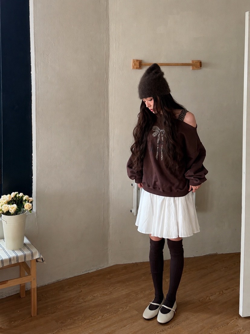 YES韓國直郵女士新款推薦休閑熱賣真品時尚衛衣不對稱豹紋YES衛衣