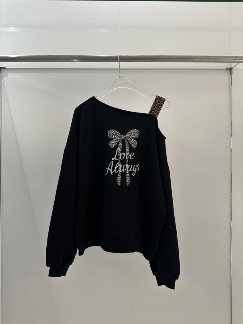 YES韓國直郵女士新款推薦休閑熱賣真品時尚衛衣不對稱豹紋YES衛衣圖色3