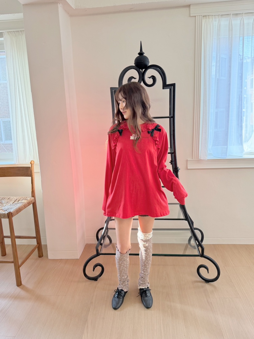 BOUTIQUE-L東大門代購女士新品推薦休閑熱賣長袖T恤絲帶BOUTIQUE-L長袖T恤