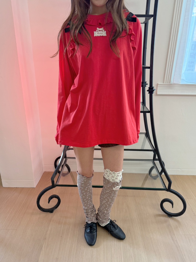 BOUTIQUE-L東大門代購女士新品推薦休閑熱賣長袖T恤絲帶BOUTIQUE-L長袖T恤