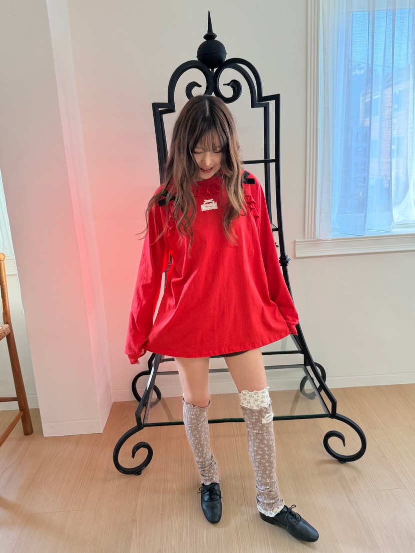 BOUTIQUE-L東大門代購女士新品推薦休閑熱賣長袖T恤絲帶BOUTIQUE-L長袖T恤
