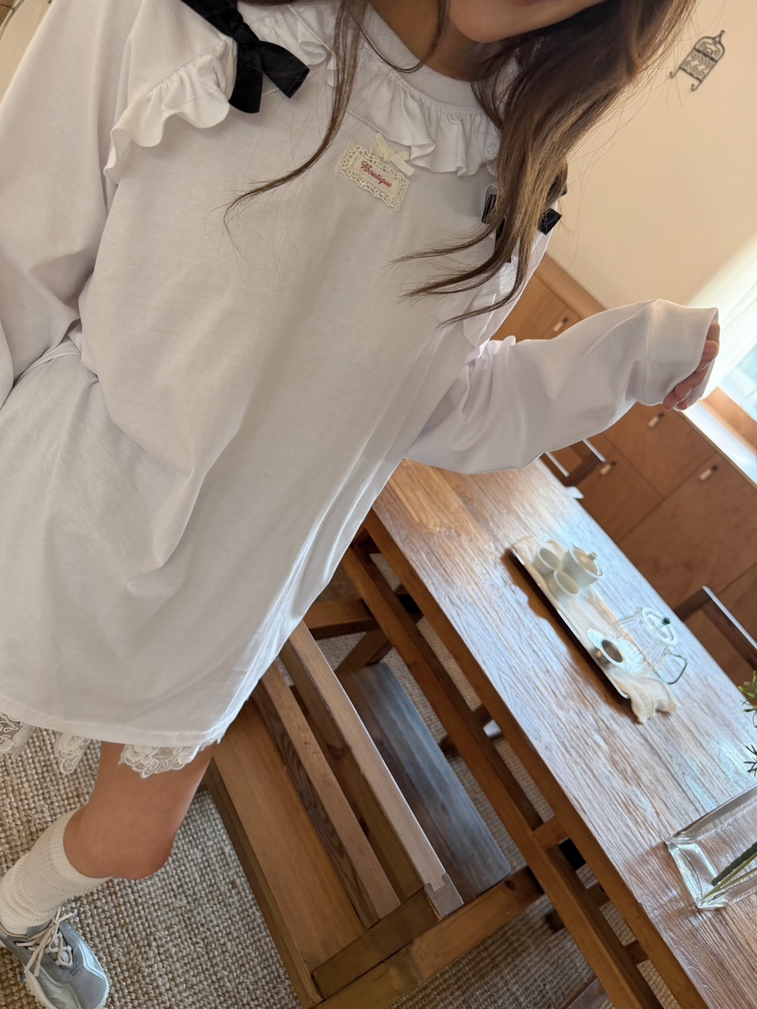 BOUTIQUE-L東大門代購女士新品推薦休閑熱賣長袖T恤絲帶BOUTIQUE-L長袖T恤