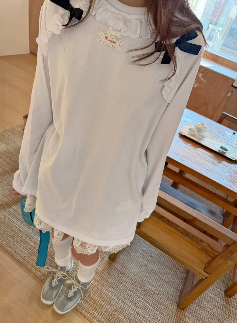 BOUTIQUE-L東大門代購女士新品推薦休閑熱賣長袖T恤絲帶BOUTIQUE-L長袖T恤