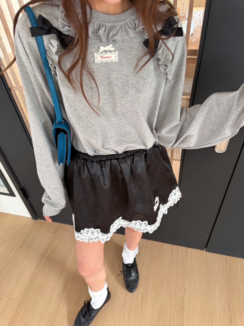 BOUTIQUE-L東大門代購女士新品推薦休閑熱賣長袖T恤絲帶BOUTIQUE-L長袖T恤圖色3
