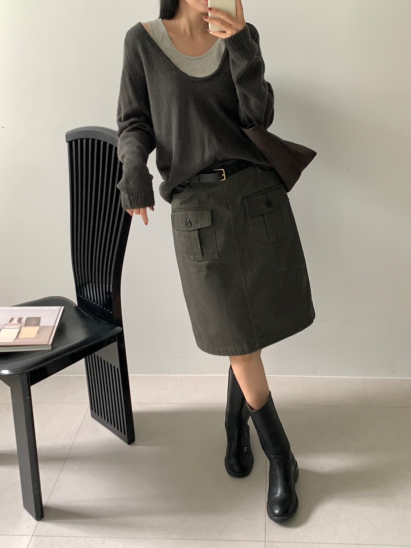 BLEECKER東大門直郵女裝新款推薦真品休閑半身裙中短裙口袋BLEECKER半身裙/中短裙