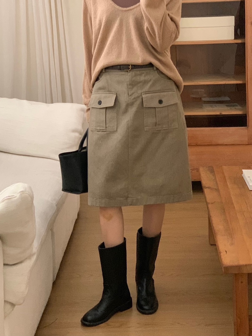 BLEECKER東大門直郵女裝新款推薦真品休閑半身裙中短裙口袋BLEECKER半身裙/中短裙