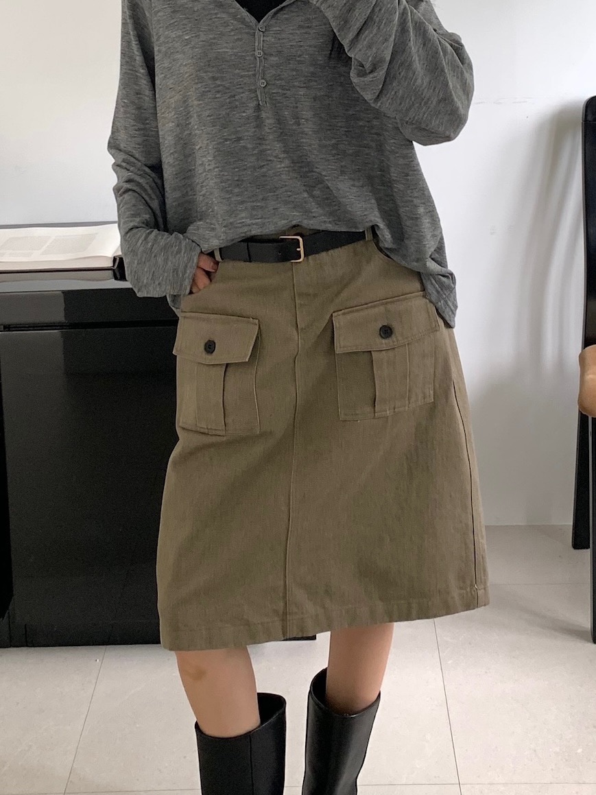 BLEECKER東大門直郵女裝新款推薦真品休閑半身裙中短裙口袋BLEECKER半身裙/中短裙