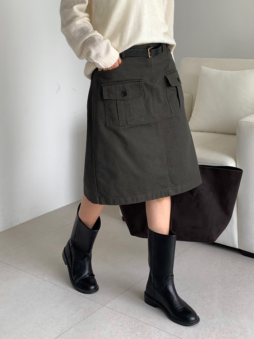 BLEECKER東大門直郵女裝新款推薦真品休閑半身裙中短裙口袋BLEECKER半身裙/中短裙