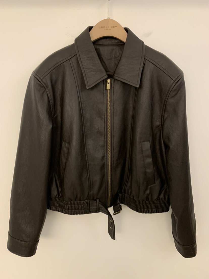 UNDER KEY東大門代購女裝新品時尚休閑推薦真品人氣皮衣UNDER KEY皮衣圖色2棕色