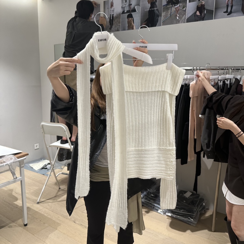 FAVOR-P東大門直郵女裝新款休閑真品人氣熱賣針織衫含圍巾FAVOR-P針織衫圖色2